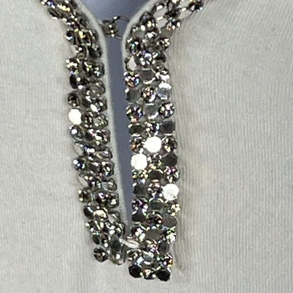 Majestic Paris Swarovski Crystals Women XS White Coquette T Shirt Clean Girl Top - Picture 5 of 15